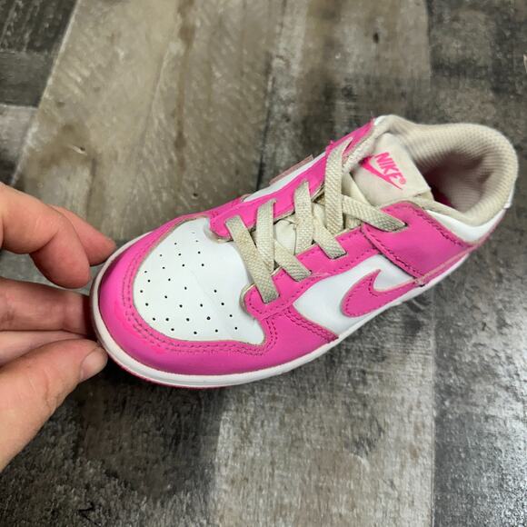 New Nike Dunk Low TD Size 10c Toddler Baby Fuchsia White FB9107-102 - Picture 5 of 16